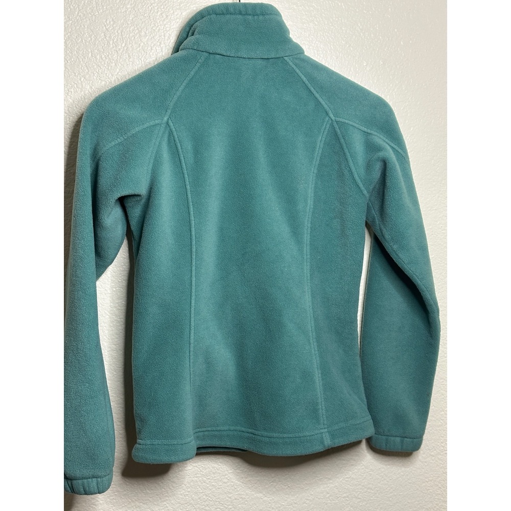 Columbia Womens Fleece Jacket Full Zip XS Teal Green Outdoor Coat SOME STAINS